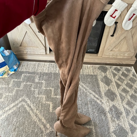 Taupe Suede Women's Boots - Picture 4 of 14